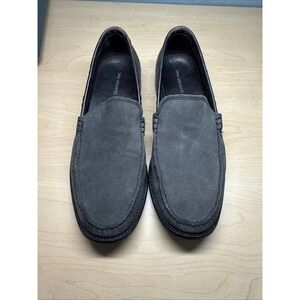 Mens John Varvatos Gray Suede Leather Slip On Loafers Shoes Size 9 M GUC